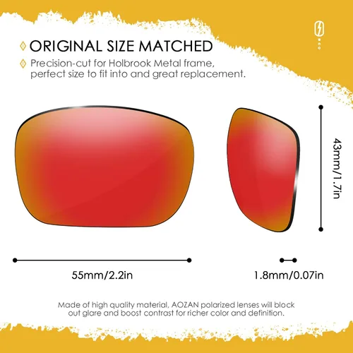 Vista 8 de Lentes de repuesto ANSI Z87.1 para gafas de sol Oakley Holbrook Metal OO4123
