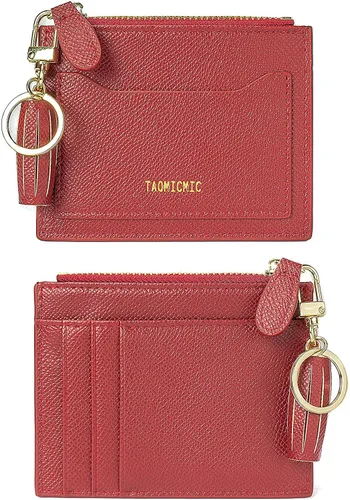 Vista 74 de Tarjetero delgado con bloqueo RFID, billetera de bolsillo pequeño, con cremallera Keychian para monedero, monedero y tarjetero para mujeres y hombres