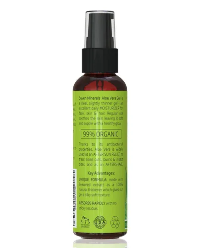 Vista 3 de Seven Minerals, Gel de Aloe Vera Orgánico de Tamaño de Viaje de 100% Puro Aloe Recién Cortado - 2 Fl Oz - Máxima Calidad, Cultivado en Texas