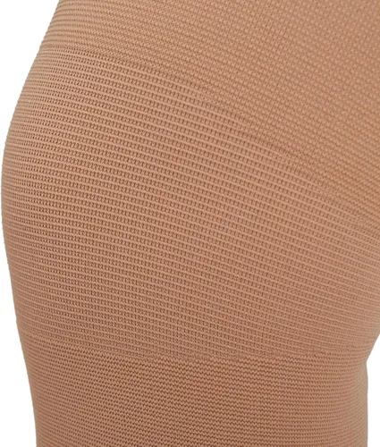 Vista 4 de medi Manga de compresión de soporte de rodilla de punto sin costuras con banda beige XS Seamless knit knee sleeve with silicone top band, two-way