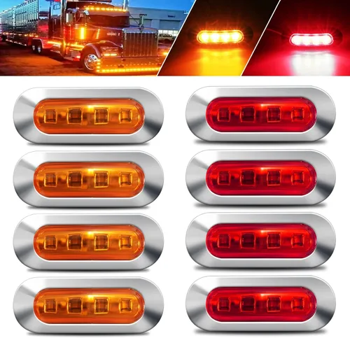 Vista 9 de ALFU 30 piezas 12-24V 4 luces indicadoras laterales LED para marcador de lado delantero, trasero y cola, lámpara de despeje para remolque, camión