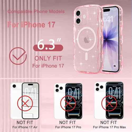 Vista 276 de Pepmune Funda magnética para iPhone 17 Pro Max, color rosa