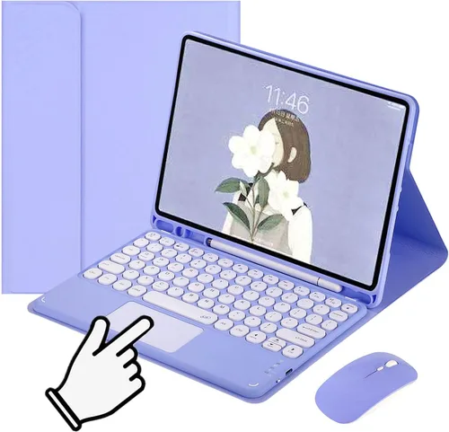 Vista 16 de Galaxy Tab S6 Lite 10.4 pulgadas 2024/2022/2020 Funda de teclado táctil con mouse Lindas teclas redondas Touchpad Slim Smart Magnético Desmontable