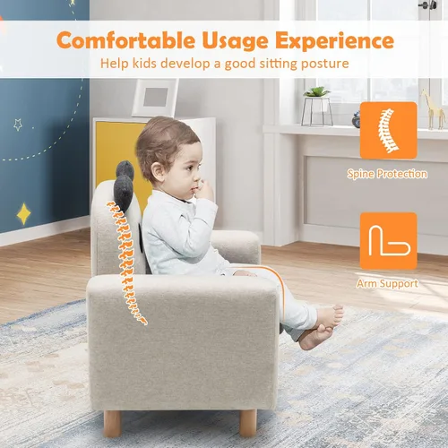 Vista 5 de Costzon Sofá para niños, sofá de dibujos animados para niños con marco de madera maciza, cojín grueso, sillón infantil para sala de juegos, jardín
