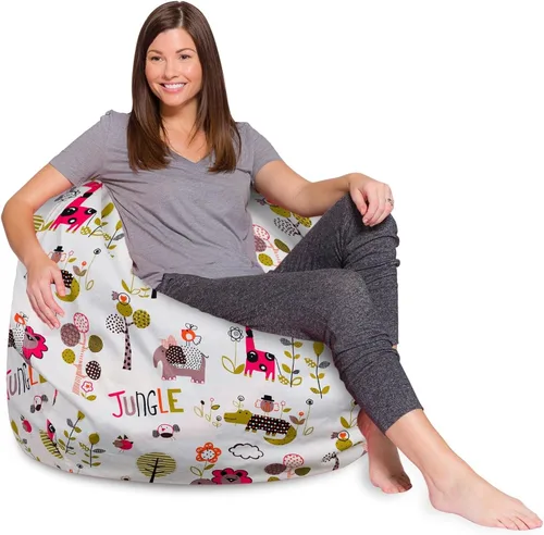 Vista 15 de Posh Beanbags - Sillón puff XL, 48 pulgadas, tela de lona para colorear - Mundo divertido Azul Rey Sólido
