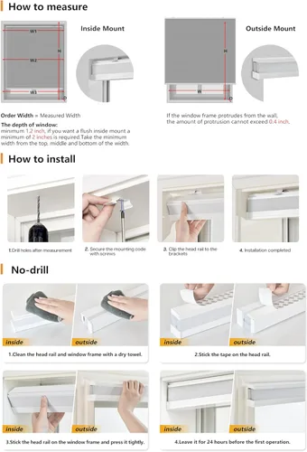 Vista 7 de LazBlinds Persianas Celulares sin Cordón, Cortinas de Panal Opacas sin Taladro para Ventanas Interiores, Cortinas Celulares Aislantes con Protección