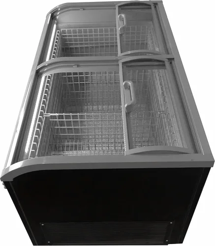 Vista 4 de PEAKCOLD - Congelador comercial de cristal superior, 58 pulgadas de ancho Negro