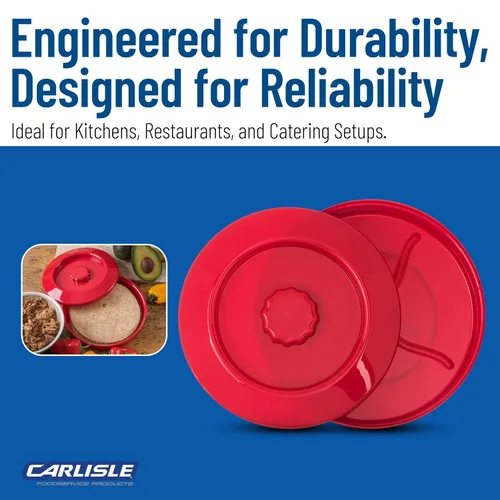 Vista 7 de Carlisle FoodService Products 047005 Servidor de tortilla apilable con tapa, 7-1/4 pulgadas/2 pulgadas, rojo