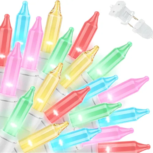 Vista 32 de LAMPHOME Guirnalda de luces LED de estrella roja, blanca y azul, 20 luces LED de hadas con cable transparente, 3 AA impermeables, 8 modos, luces