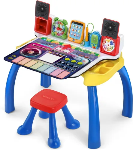 Vista 3 de VTech Escritorio de actividades Deluxe para explorar y escribir (embalaje sin frustraciones), Azul