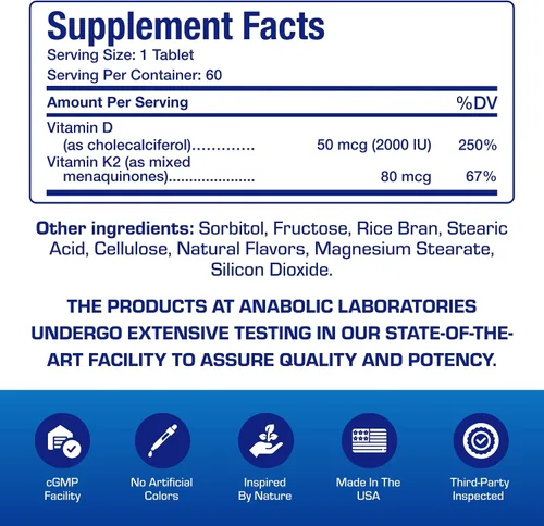 Vista 4 de Suplemento masticable de vitamina D y K2 – Clínico D3 K2 2000IU para dientes óseos, estado de ánimo y apoyo inmunológico más absorción de calcio