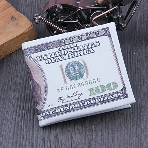 Vista 2 de Wei Long Novedad - Funda de piel sintética con clip de dinero para hombre 100 Dólar-Versión antigua Vintage