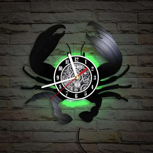 Vista 8 de The Geeky Days Big Crab - Reloj de pared LED con mando a distancia, 7 colores, luz de 12 pulgadas, cuarzo silencioso, náutico, océano, mariscos