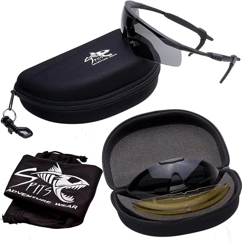 Vista 3 de VELO-RAPTOR Kit de gafas de sol, 5 lentes y estuche rígido, Mate negro