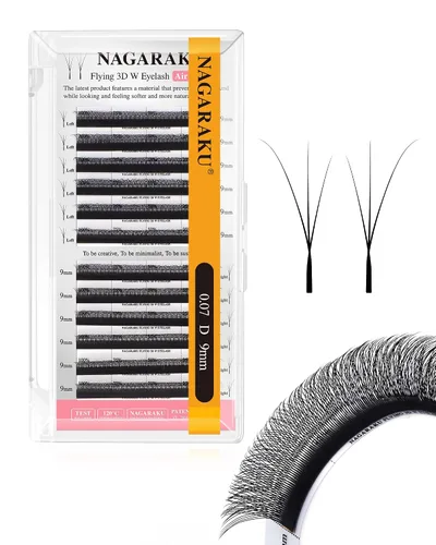 Vista 97 de NAGARAKU Extensiones de pestañas prefabricadas en abanico 3D W 0.05 C 0.315 0.05-C 3D W