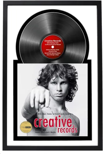 Vista 10 de Creative Picture Frames Marco de vinilo Jukebox de 16 x 24 pulgadas con doble paspartú, marco de álbum de discos LP para decoración de pared