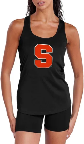 Vista 263 de Camiseta deportiva sin mangas oficial de NCAA Collegiate para mujer, con espalda cruzada, colección con logotipo primario
