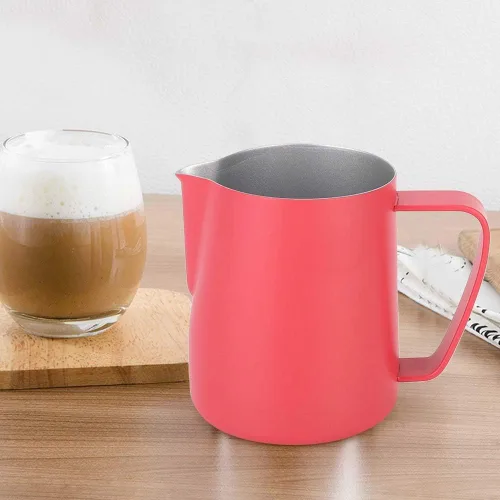 Vista 2 de Vaso espumador de leche, jarra de espuma de leche, jarra de acero inoxidable, espumador de leche, jarra de espuma de leche, recipiente para café