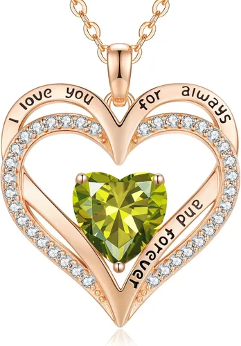 Vista 91 de CDE Collares de piedra natal para mujer, plata de ley 925, collar con colgante de corazón para siempre, Navidad, cumpleaños, aniversario, día de San