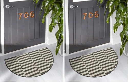 Vista 28 de Unique Loom Outdoor Striped Collection - Alfombra a rayas (4' 1" x 6' 1" Rectángulo, azul/marfil)