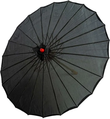 Vista 2 de THY COLLECTIBLES Parasol chino japonés de 33 pulgadas para bodas, fotografías, disfraces, cosplay, decoración y otros eventos, color sólido (negro)