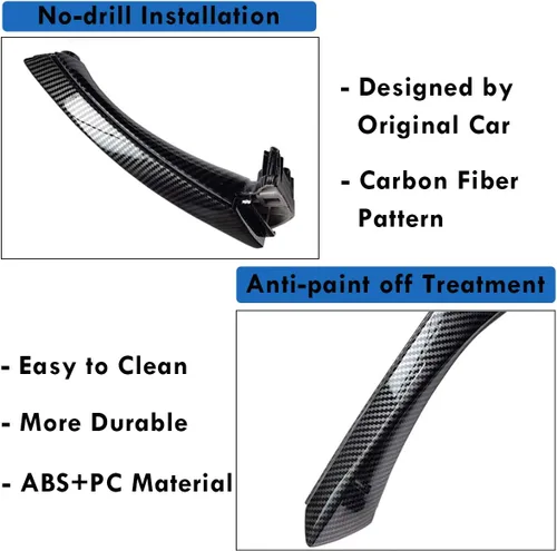 Vista 5 de Moonlinks Compatible con BMW Serie 3 E90 E91 E92 E93 - Manija de fibra de carbono, juego de fundas para manijas de puerta delantera y trasera