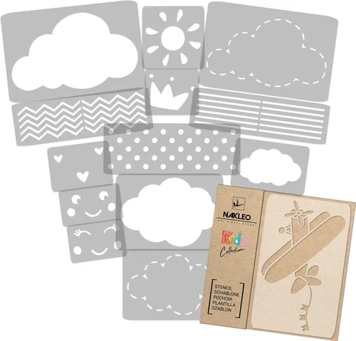 Vista 11 de NAKLEO Juego de plantillas de pintura para niños, 14 plantillas de 3.5 x 4.7 pulgadas a 9.1 x 13.4 pulgadas, plantas de otoño, plantillas de dibujo