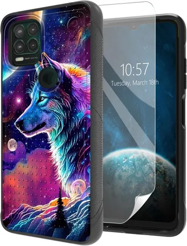 Vista 9 de Funda para Moto G Stylus 5G 2021 con protector de pantalla, a prueba de golpes, 2 en 1, parte trasera duradera de policarbonato duro texturizado
