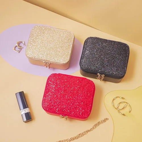Vista 7 de AILONMEI Pequeña caja organizadora de joyas para mujeres, minicajas de joyería de cuero portátiles, almacenamiento de aretes, anillos de viaje