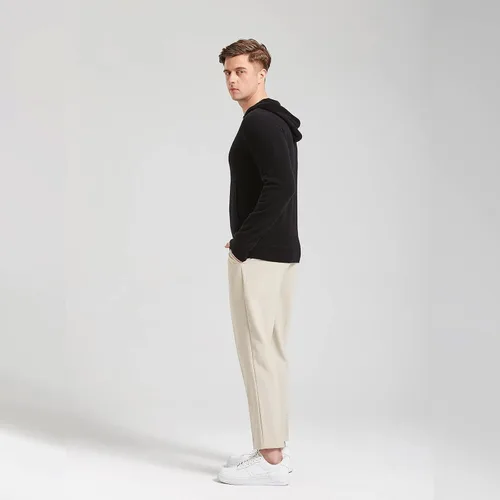 Vista 3 de GreenMount Suéter de cachemira para hombre, con base esencial, sudadera de manga larga con bolsillo