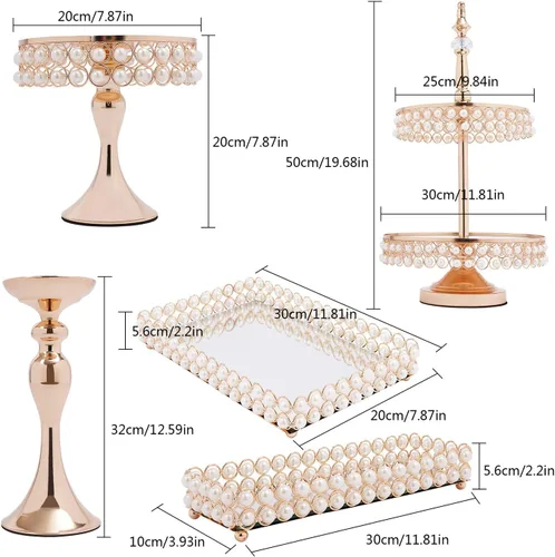 Vista 2 de Soporte para tartas, juego de exhibición de mesa de postres, paquete de 9 soportes de cristal para cupcakes con múltiples estilos de combinación