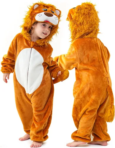 Vista 17 de Disfraz infantil de Halloween para cosplay, traje de animal con capucha para niños Mono