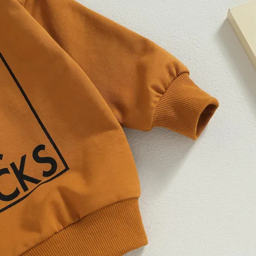 Vista 6 de Conjunto de sudadera con estampado de letras para bebé, 2 piezas, pantalones deportivos casuales para otoño e invierno