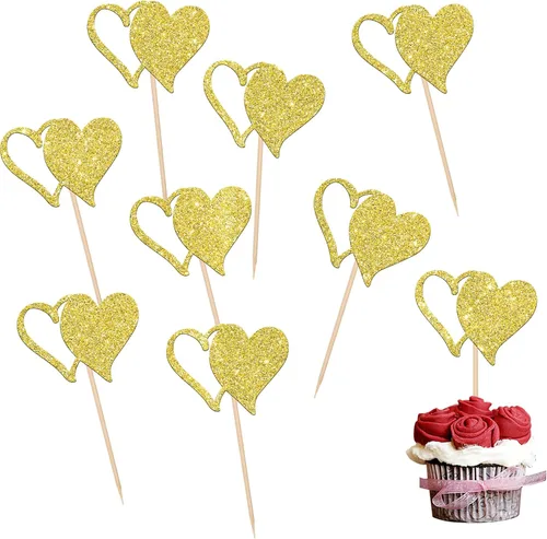 Vista 10 de 24 piezas Oh Baby para cupcakes para el día de San Valentín con purpurina de corazón de amor dulce para pies de bebé, para el día de San Valentín