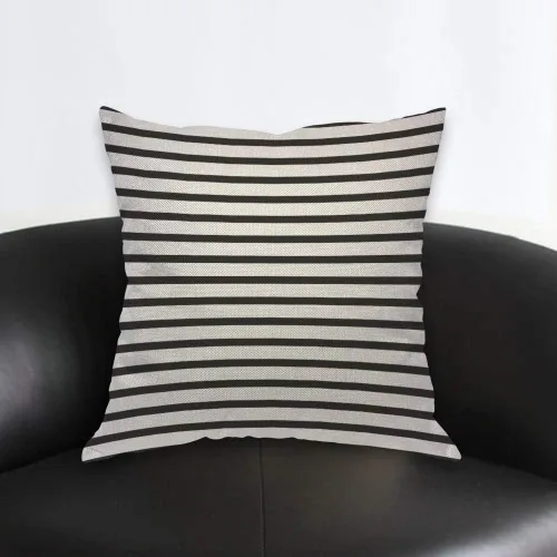 Vista 2 de AOYEGO Funda de almohada con rayas en blanco y negro, fondo con líneas clásicas y sinuosas, patrón artístico, funda de cojín de 18 x 18 pulgadas