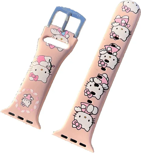 Vista 12 de Correa de silicona para Apple Watch de Hello Kitty para 38/40/1.614 in para Series 7/6/5/4/3/2/1/SE