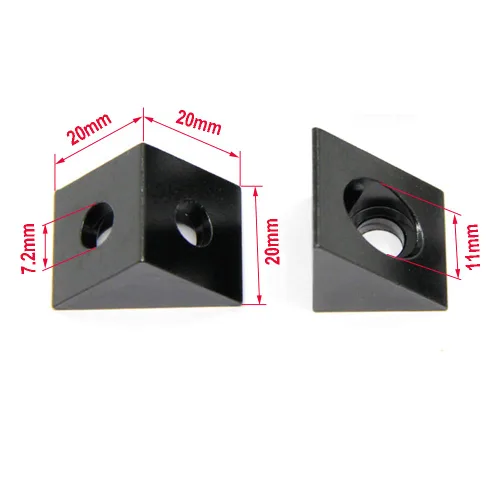 Vista 3 de Soporte de esquina angular de aluminio 2020 con tornillos M5x10mm y tuercas en T para perfil de extrusión de aluminio de la serie 2020 de 0.236 in