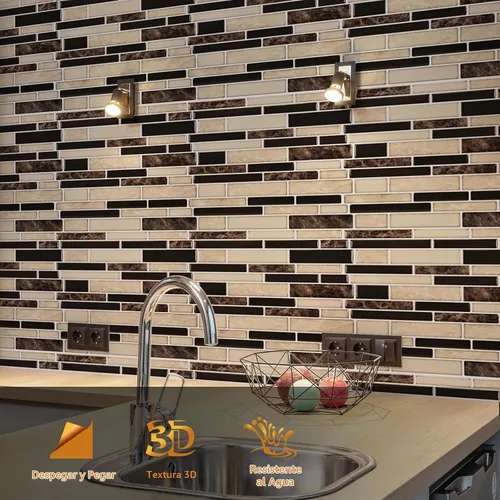Vista 2 de WOWSTAR 10 hojas de azulejos para salpicaduras de cocina despegar y pegar, azulejos adhesivos para salpicaduras de cocina para pegar en la pared