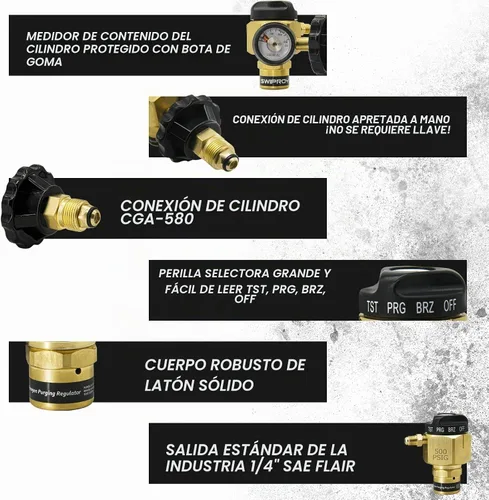 Vista 4 de VN-500 Regulador de Purga de Nitrógeno