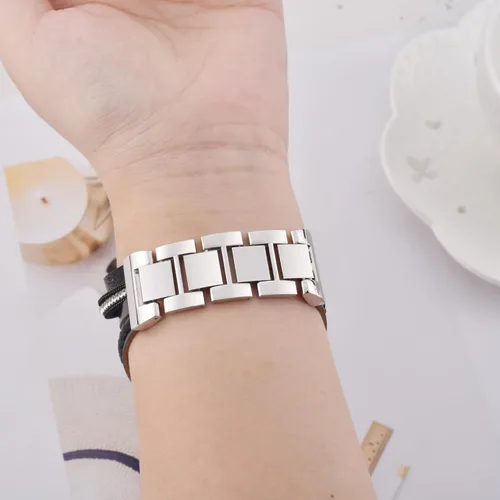 Vista 6 de MOFREE - Pulsera de cuero boho compatible con Apple Watch Band de 38, 40, 41 mm, pulsera de cuentas multicapa hecha a mano para Apple Watch, correa