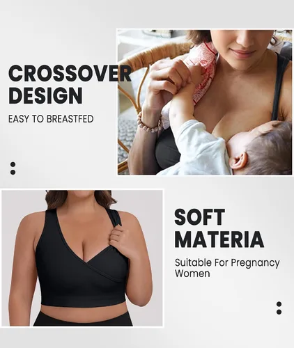 Vista 4 de Bralette cómodo de espalda cruzada para mujer, 5