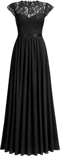 Vista 5 de Miusol - Maxi vestido floral con encaje para fiesta de noche y uso formal para mujer