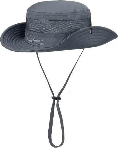Vista 3 de Sombrero de sol para niños con protección solar UPF 50+, sombrero de pescador para niños y niñas, ala ancha, verano, playa, pesca, safari, sombrero