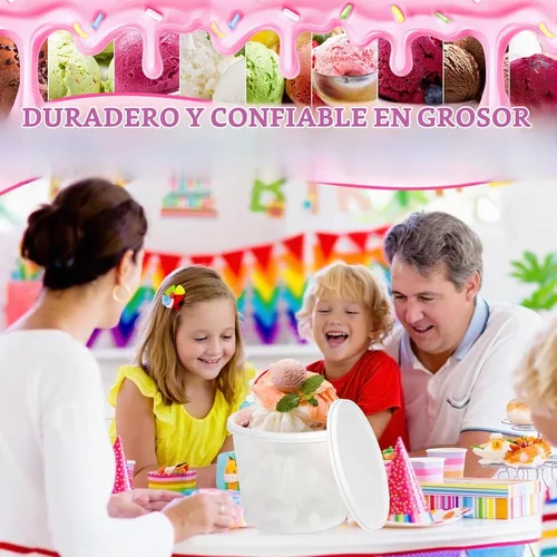 Vista 5 de 12 Piezas Cubos de Helado de 1 Galón con Tapas, Recipientes Redondos de Plástico de Almacenamiento de Alimentos de 135 oz, Cubeta de Ron de Cóctel