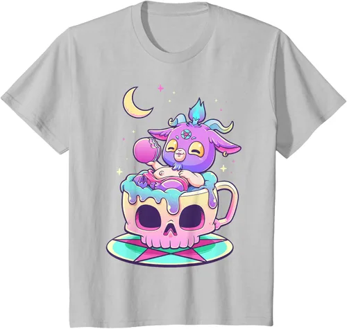 Vista 72 de Kawaii Pastel Goth Cute espeluznante Pentáculo Baphomet - Camiseta de cabra, Negro