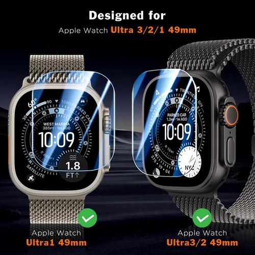 Vista 3 de LK Pack de 3 para Apple Watch Ultra 3 Protector de Pantalla 49mm [Cero-Falla] HD Top 9H Vidrio Templado Apple Watch Ultra / Ultra 2 Protector