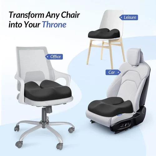 Vista 14 de ZIKEE - Cojín de asiento ergonómico con pendiente para muslos para largas sesiones de sentado, cojín de espuma viscoelástica para silla de oficina