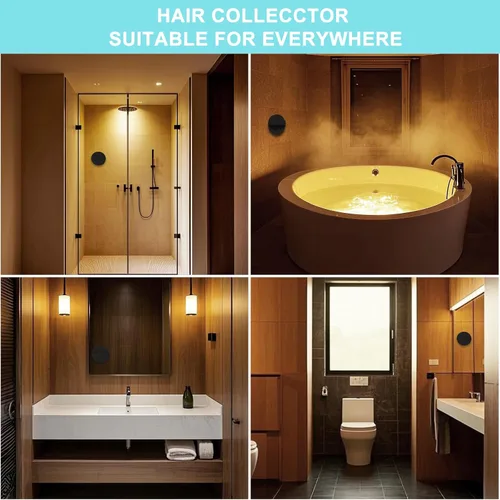 Vista 7 de Colector de cabello con succión para montaje en pared, 2 piezas, trampa para drenaje de ducha, recolector de pelo reutilizable para pared de ducha