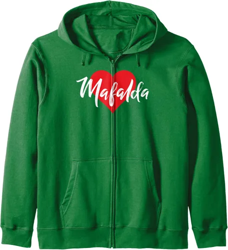 Vista 5 de I Love Mafalda First Name Camiseta I Heart Named Sudadera con capucha y cremallera, Negro