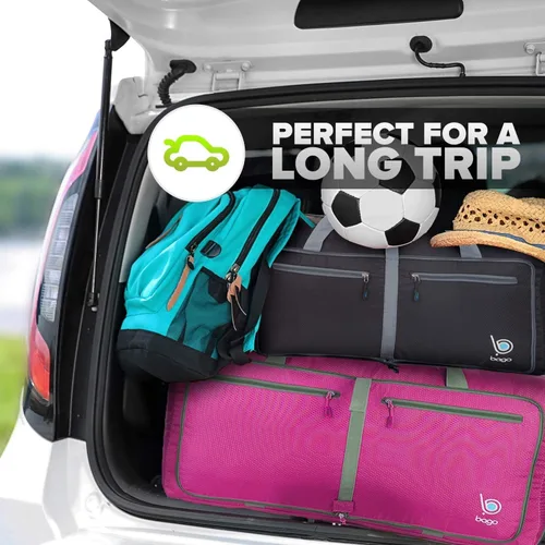 Vista 4 de Bago Bolsa de viaje para hombre y mujer, ligera, plegable, bolsa de lona para equipaje de 15.85 gal, 21.13 gal, y 26.42 gal (60 L, 80 L y 100 L)